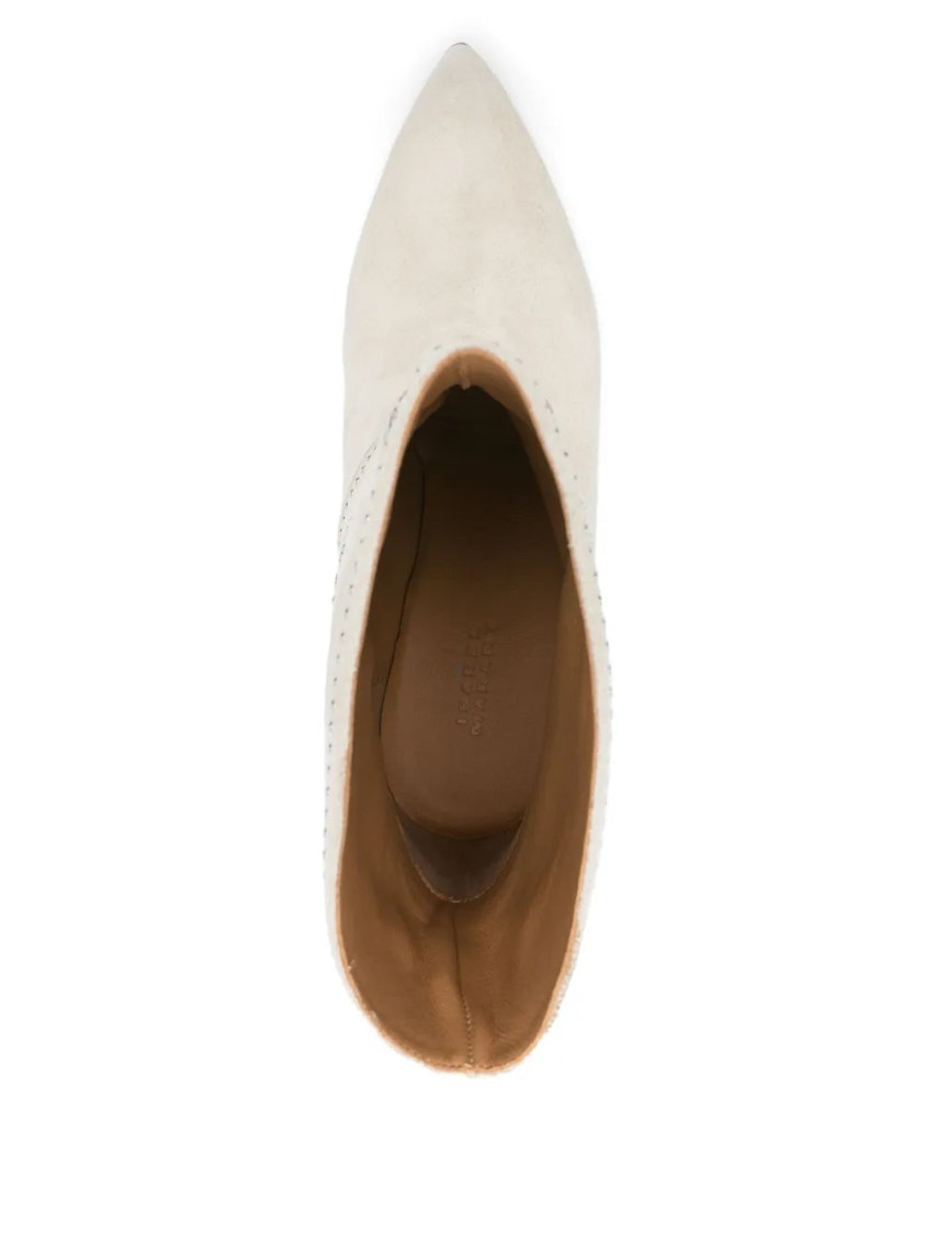 Shop Isabel Marant Ecru 75mm Loline Boots In White