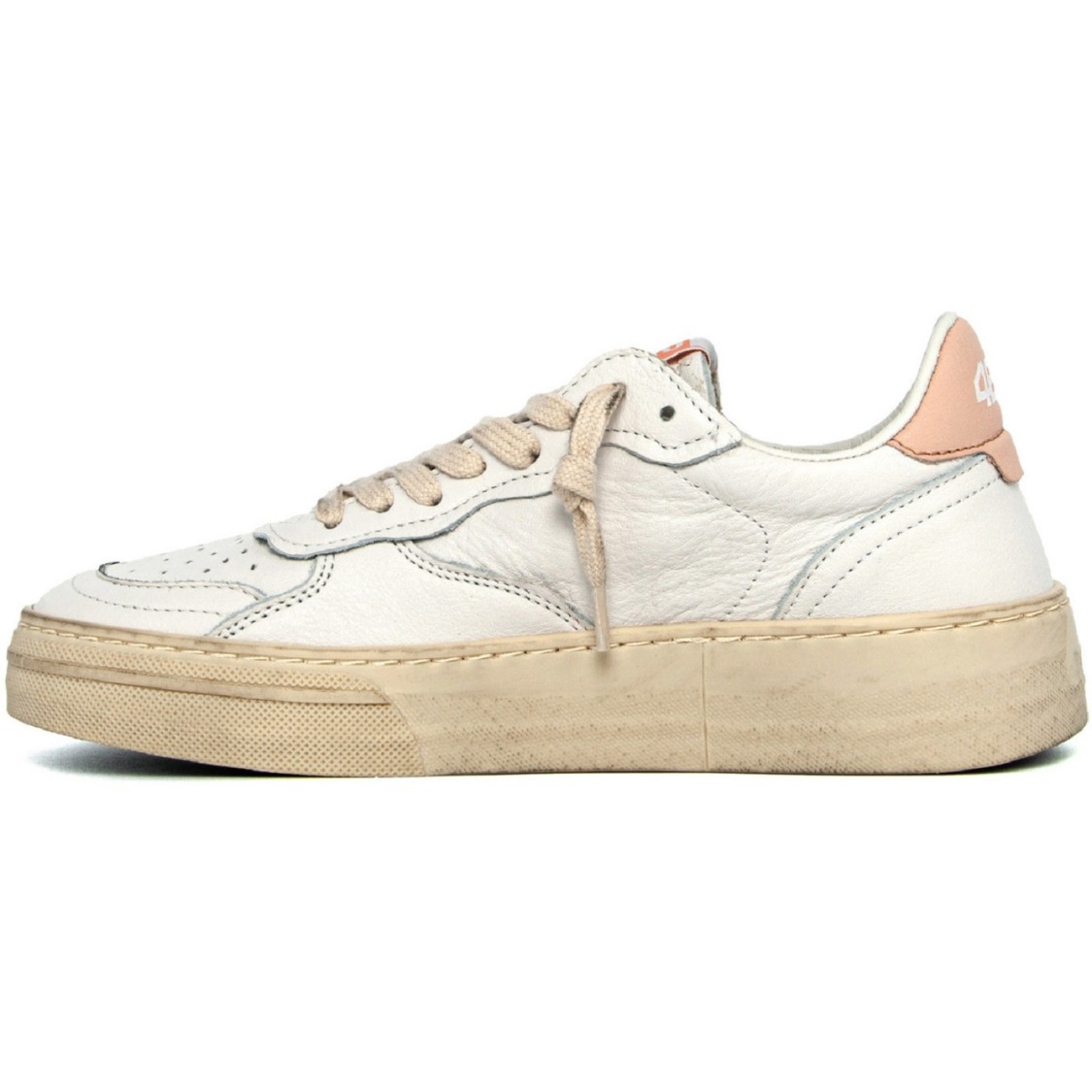 4b12 White Leather Platform Sneakers In White
