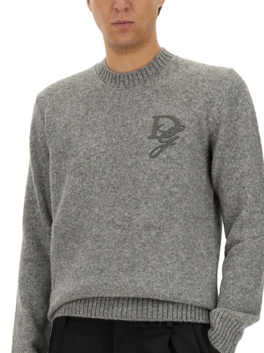 Dolce & Gabbana Melange Grey Nylon Blend Sweater In Grey