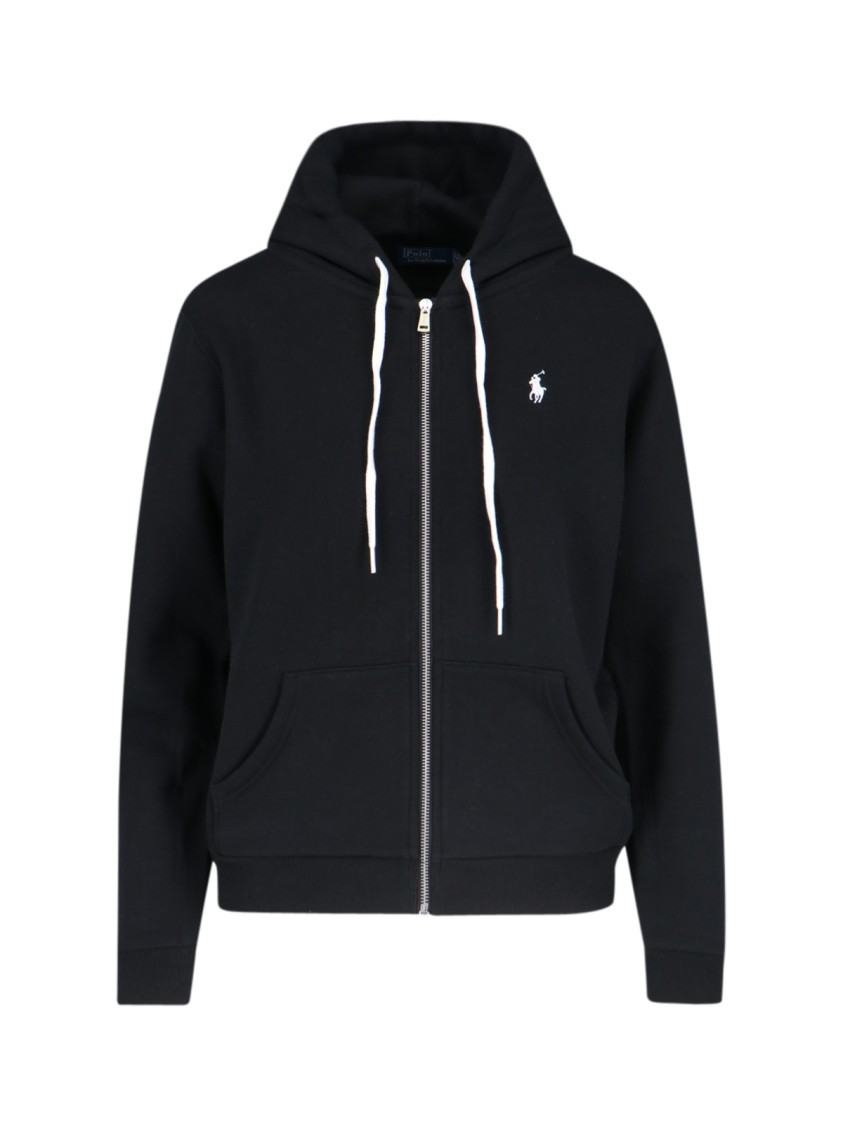 Polo Ralph Lauren Felpa In Misto Cotone Nero Donna In Black
