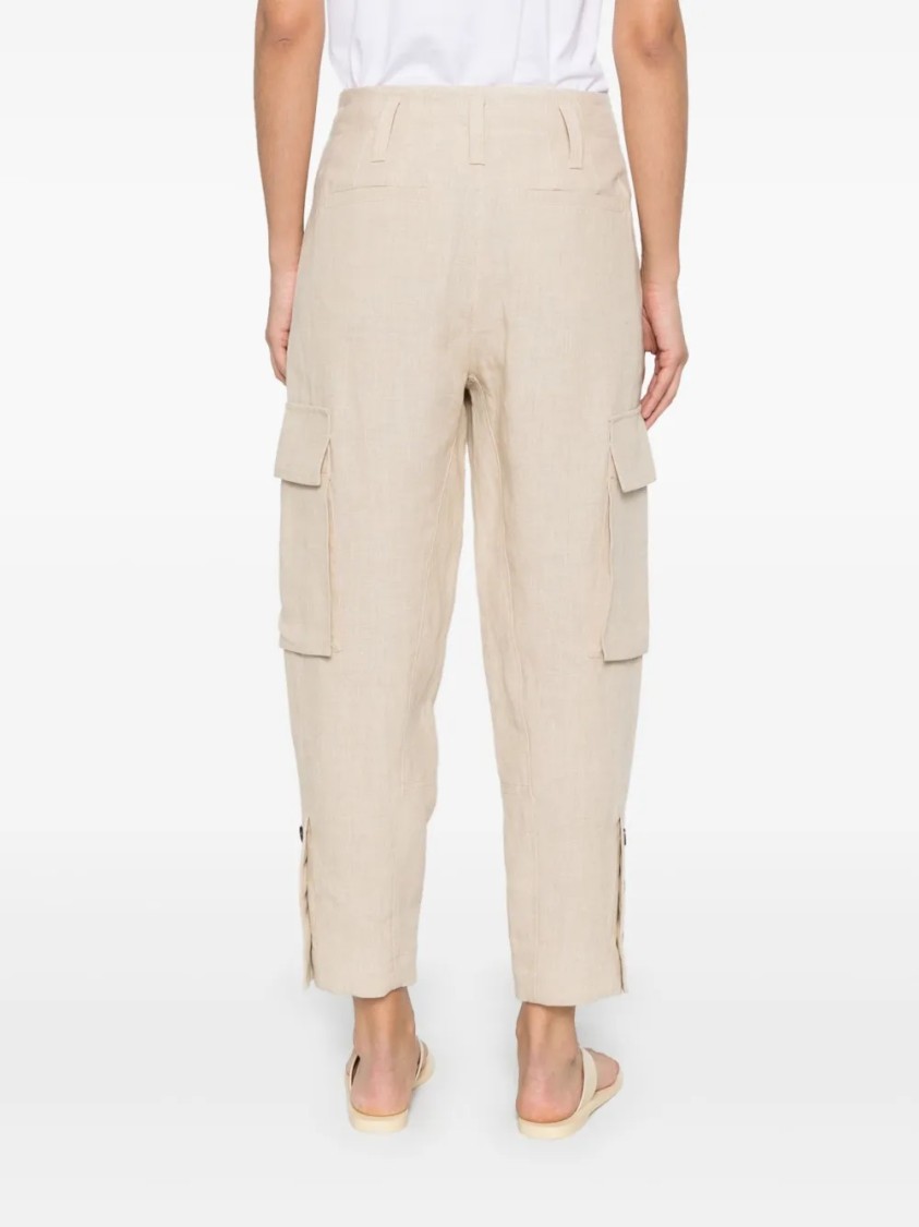 Brunello Cucinelli Relaxed Fit Linen Pants With Tapered Leg In Neutral