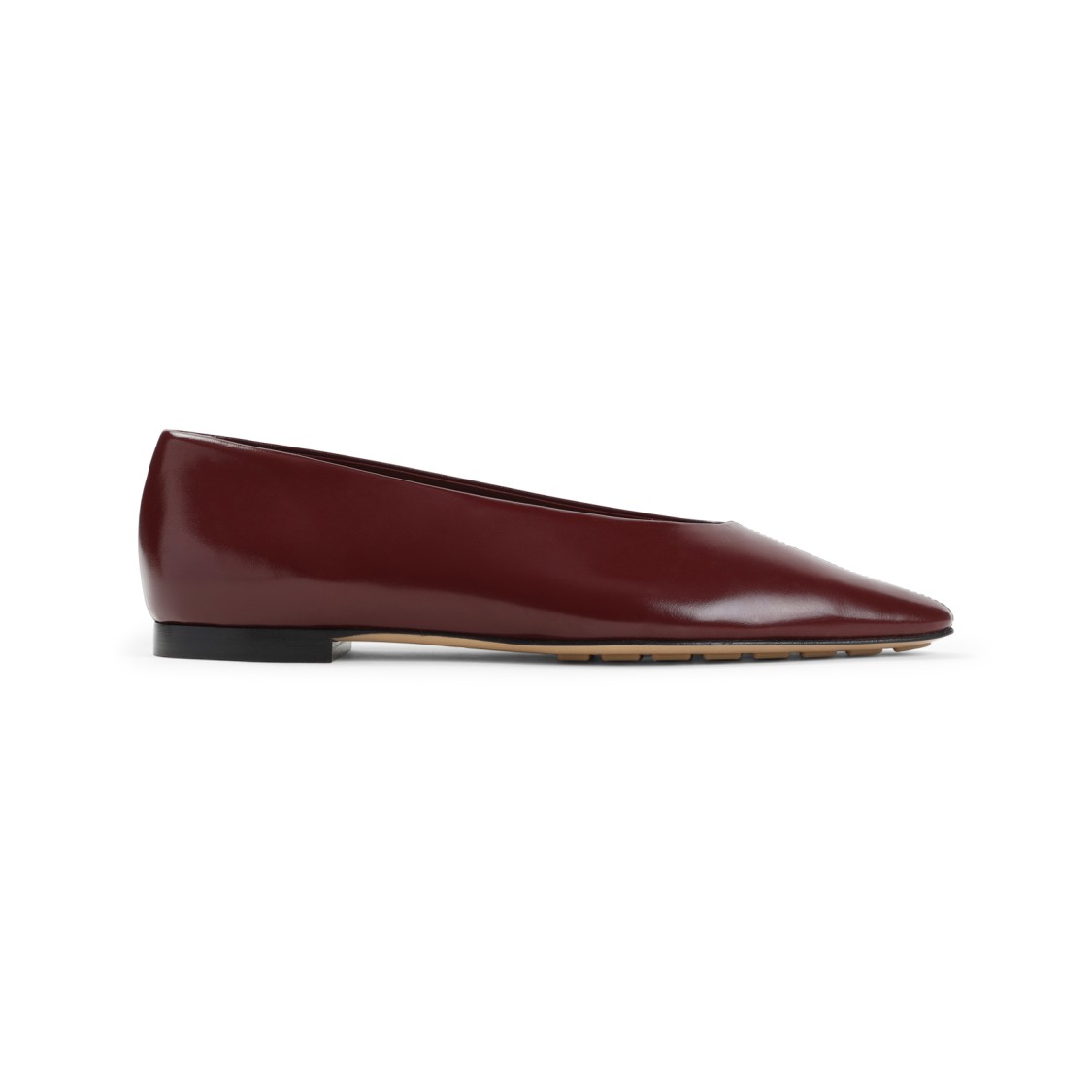 Shop Bottega Veneta Pointed Toe Nappa Leather Flats With Glossy Finish In Black
