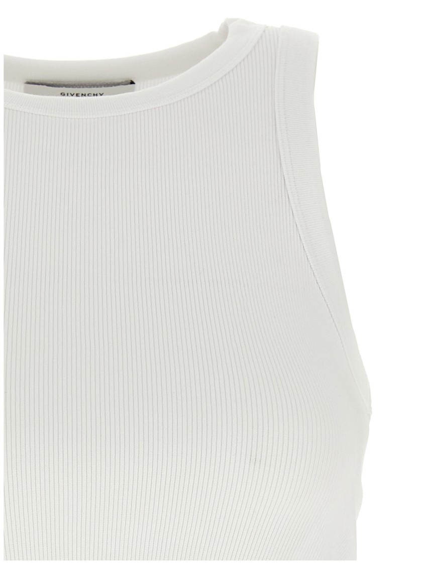 Givenchy White Ribbed Stretch Cotton Cropped Tank Top In White