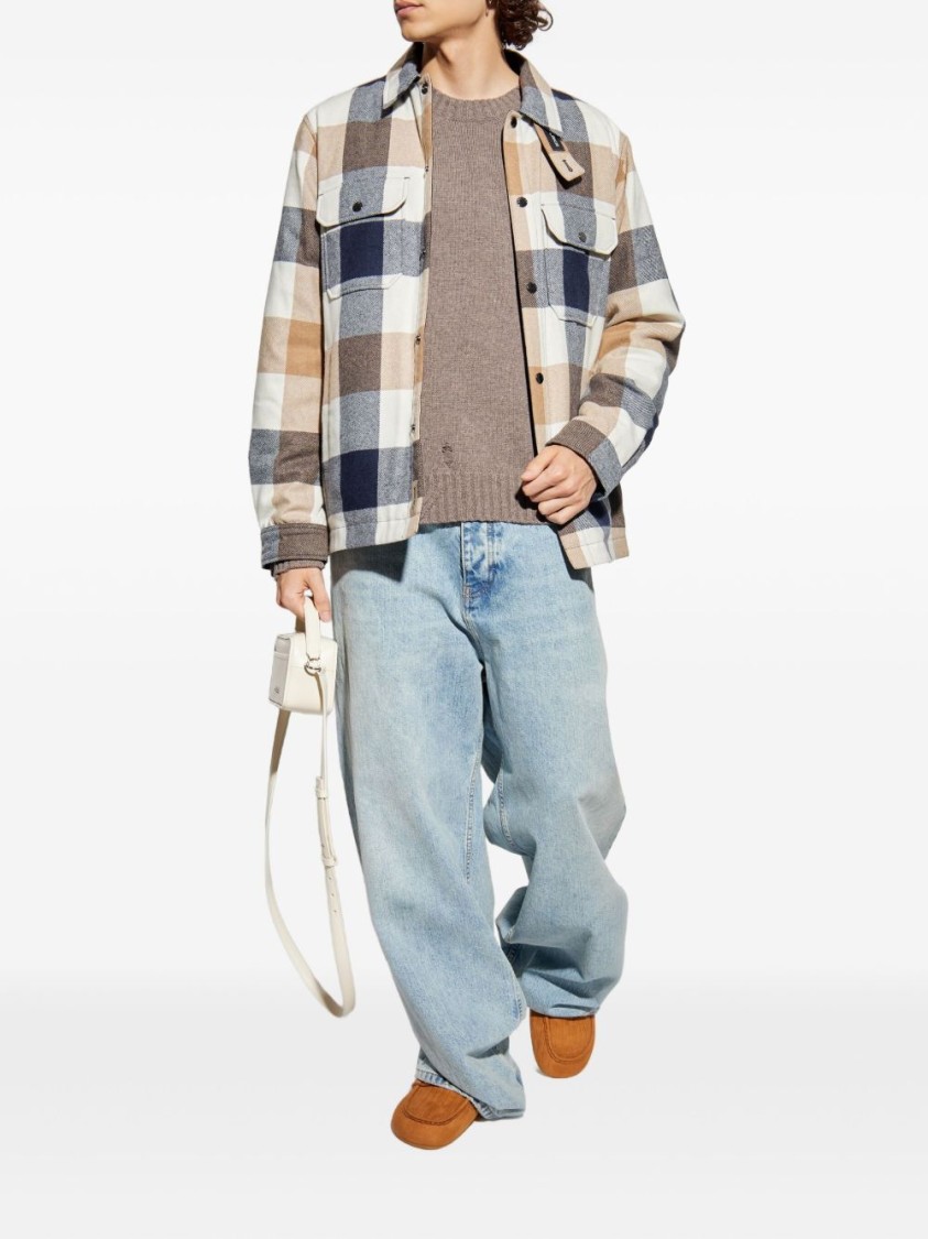 Woolrich Checked Wool Blend Shirt Jacket With Chest Pockets In Multi
