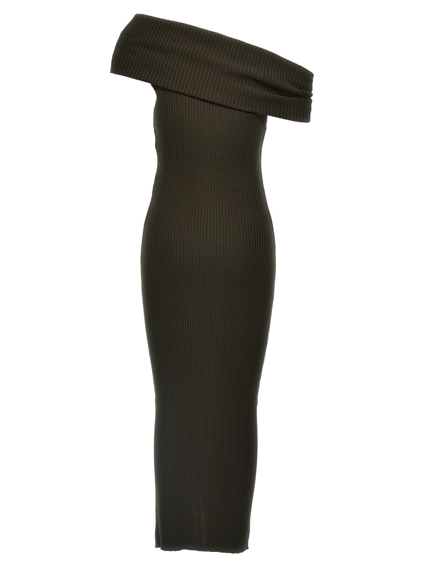 Courrèges Twist Rib Knit Long Dresses In Black