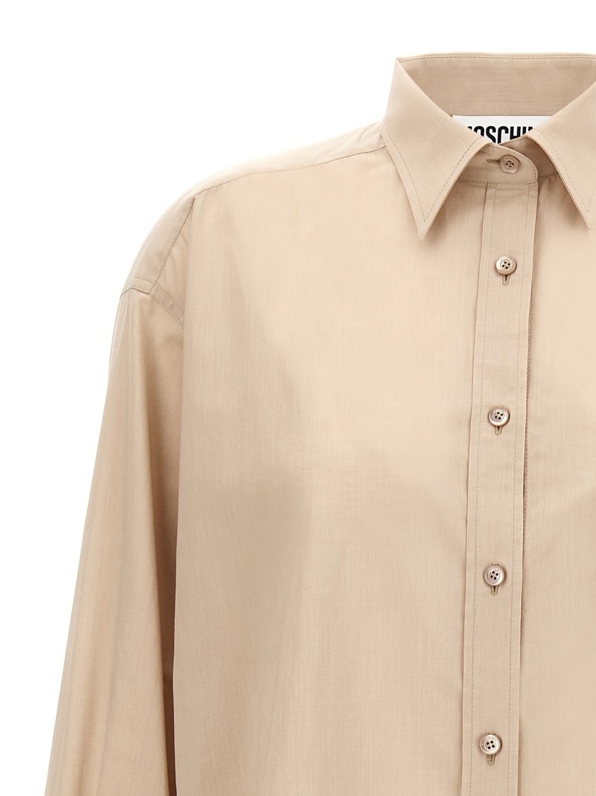 Moschino Slightly Loose-fitting Cotton Shirt With Patch Pocket In Neutral
