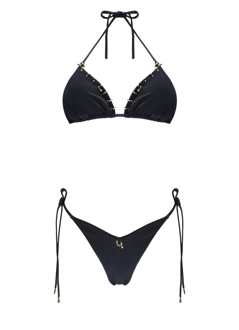 Miss Bikini Blue Triangle Bikini With Metallic Accents