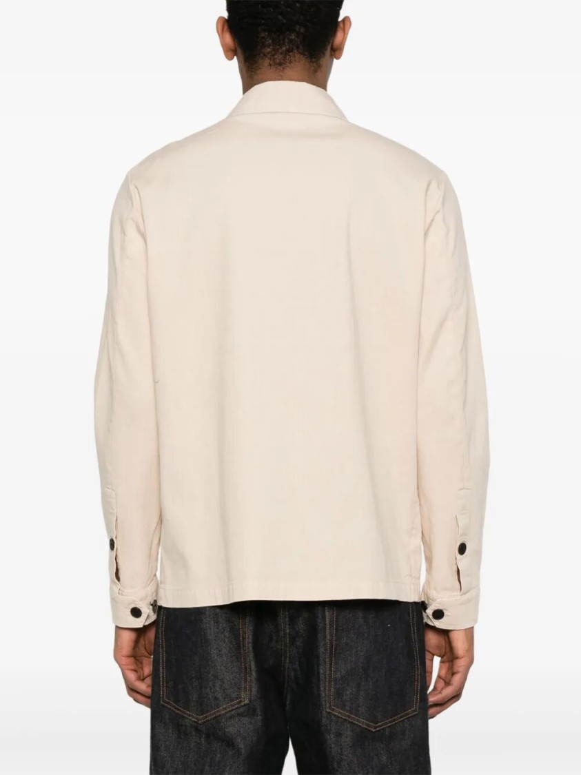 Drumohr Classic Button-up Linen Overshirt In Neutral