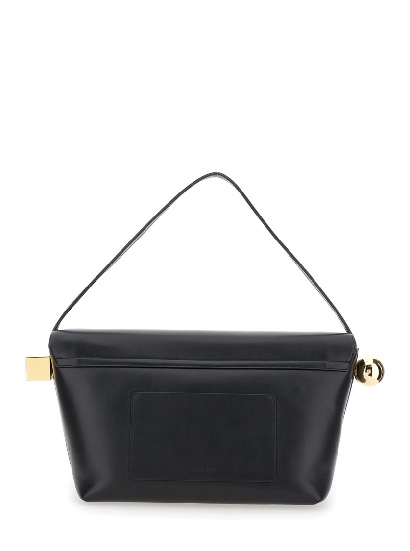 Shop Jacquemus The Grand Rond Carre Shoulder Bag In Black