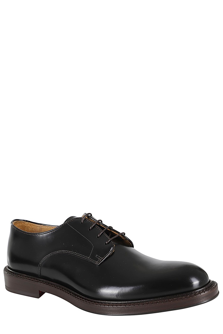 Corvari Smooth Brushed Calfskin Derby In Black