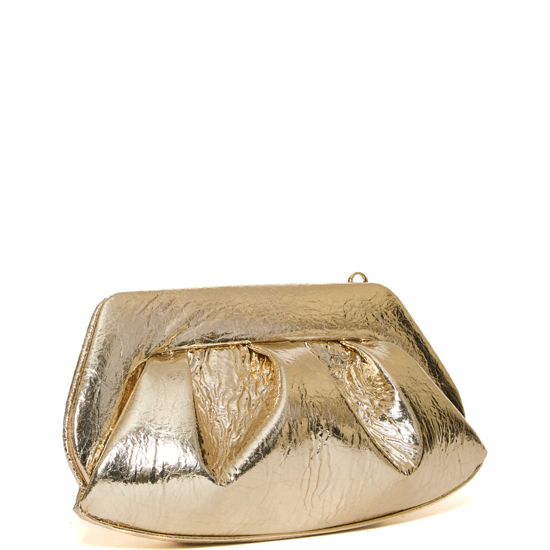 Themoirè Mirror Gold Clutch Medium In Gold
