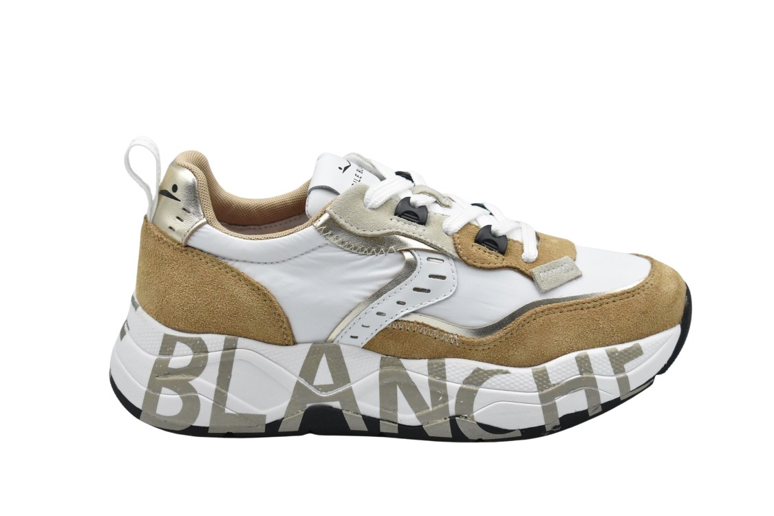 Shop Voile Blanche Caramel And White Laced Sneakers