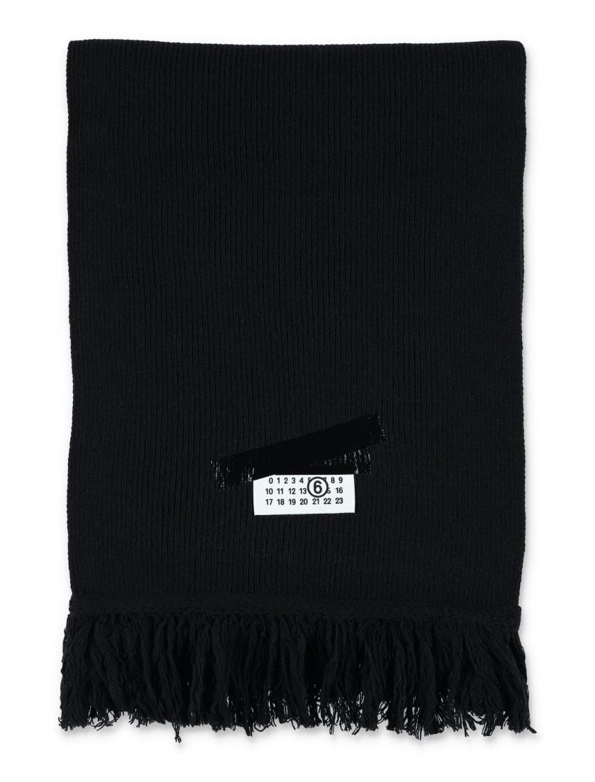 Mm6 Maison Margiela Mm6 By Maison Margiela Taped Label Wool Blend Scarf In Black