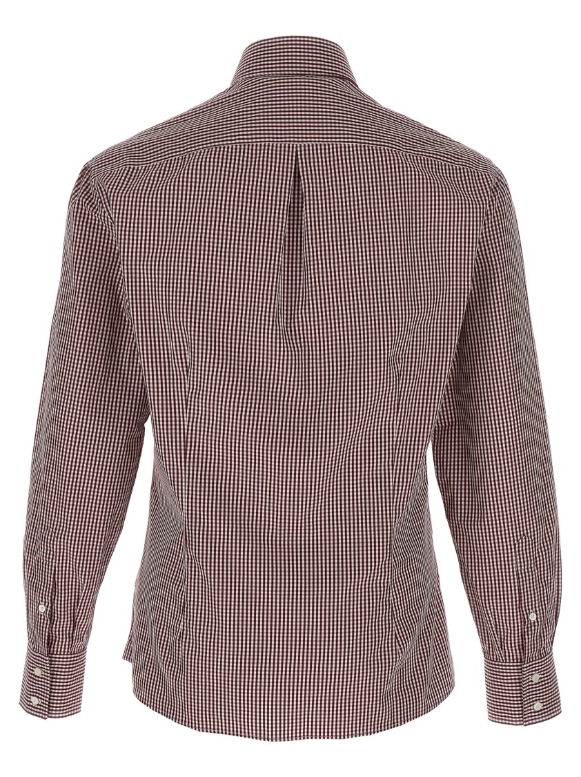 Brunello Cucinelli Checked Pattern Button-down Collar Shirt In Purple