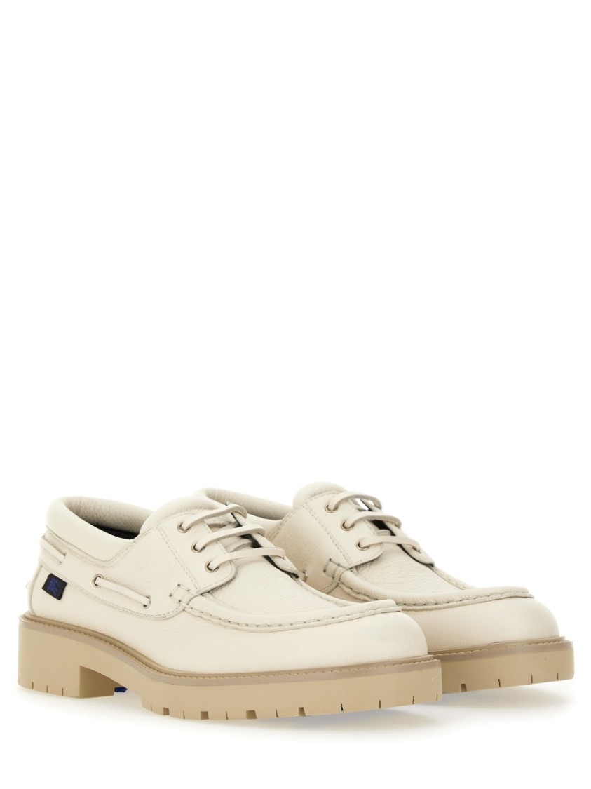 Shop Burberry "raft" Moccasin In Neutrals