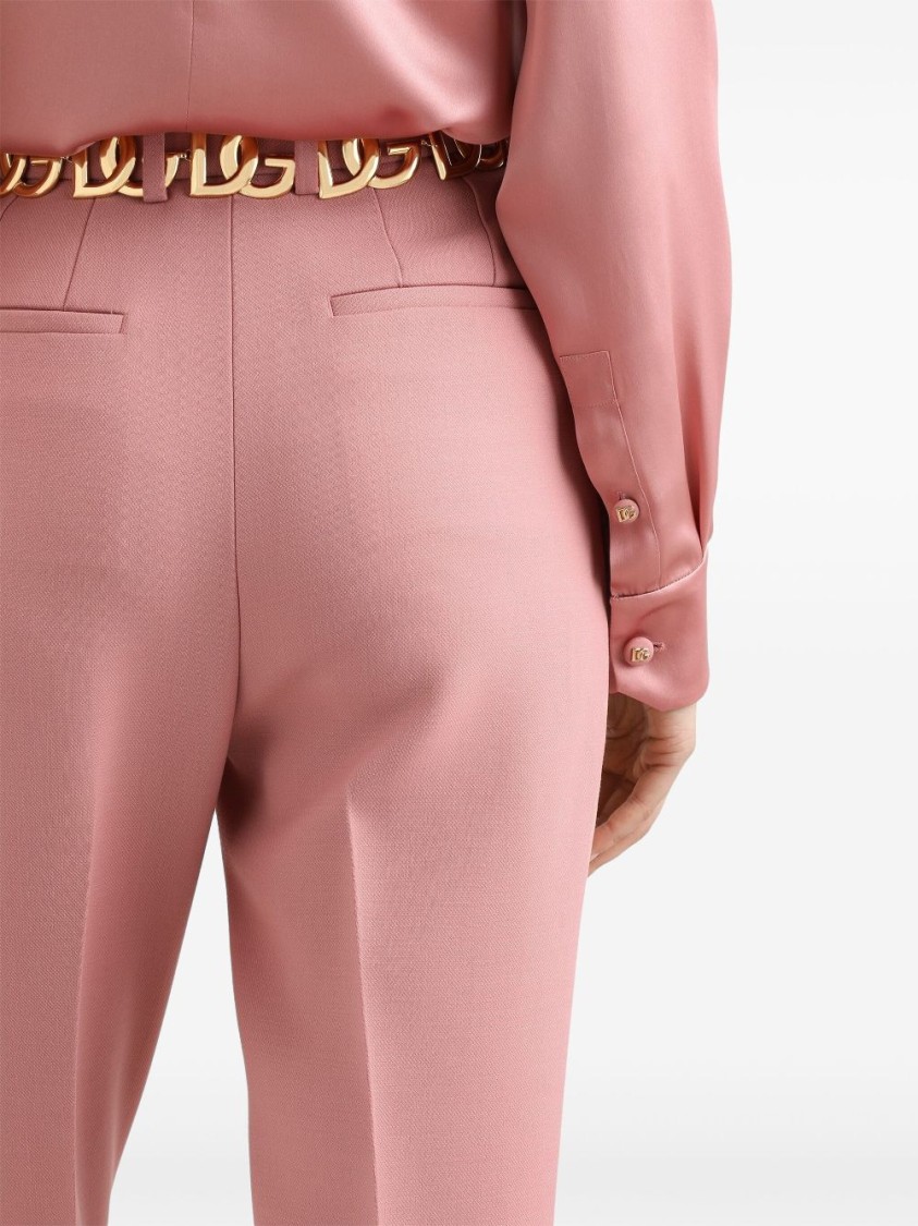 Shop Dolce & Gabbana Draped Cowl Neck Silk Blouse In Pink