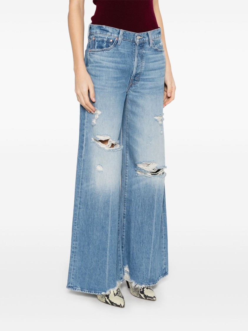 Mother The Ditcher Roller Sneak Jeans In Blue