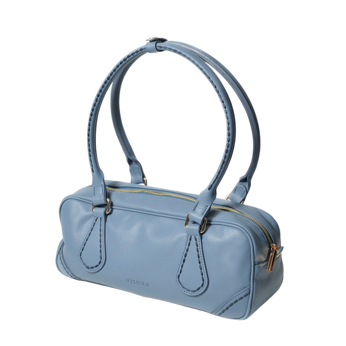 Plinio Visona' Portable Shoulder Bag In Smooth Azure Leather