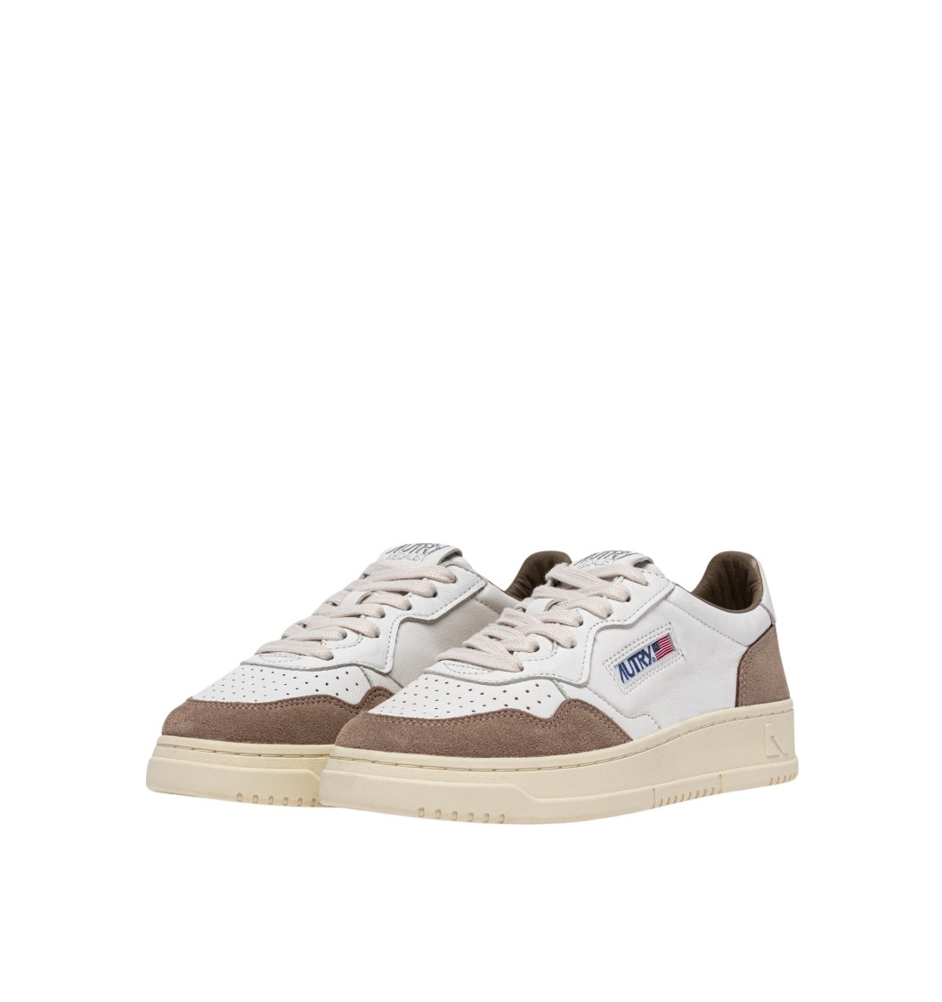 Autry Medalist Sneakers In White Leather With Brown Suede