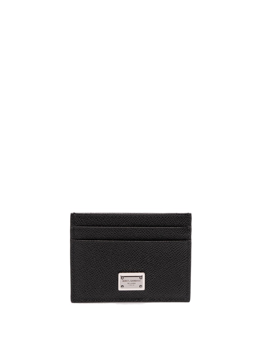 Dolce & Gabbana Black Calf Leather Card Holder In Black
