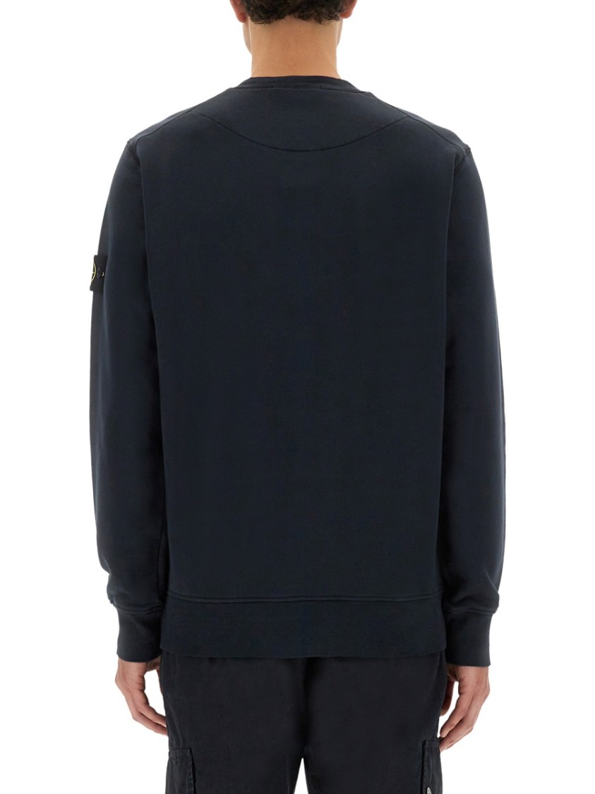 Stone Island Regular Fit Sweatshirt In Organic Cotton In Blue