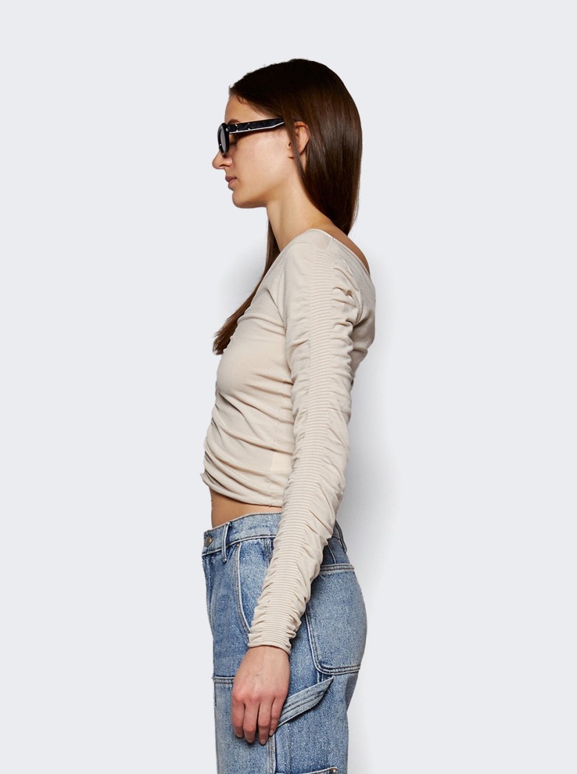 Alexander Wang V Neck Ruched Pullover Cement In Neutrals