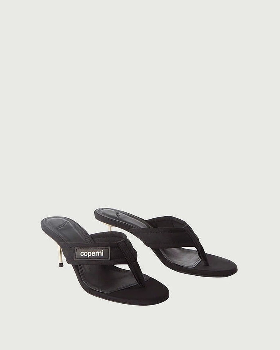 Coperni Black Fabric Sandals With Cushioned Thongs In Black