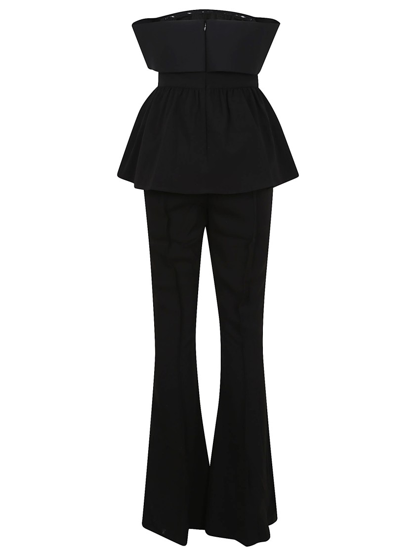Shop Self-portrait Black Crepe Off Shoulder Jumpsuit