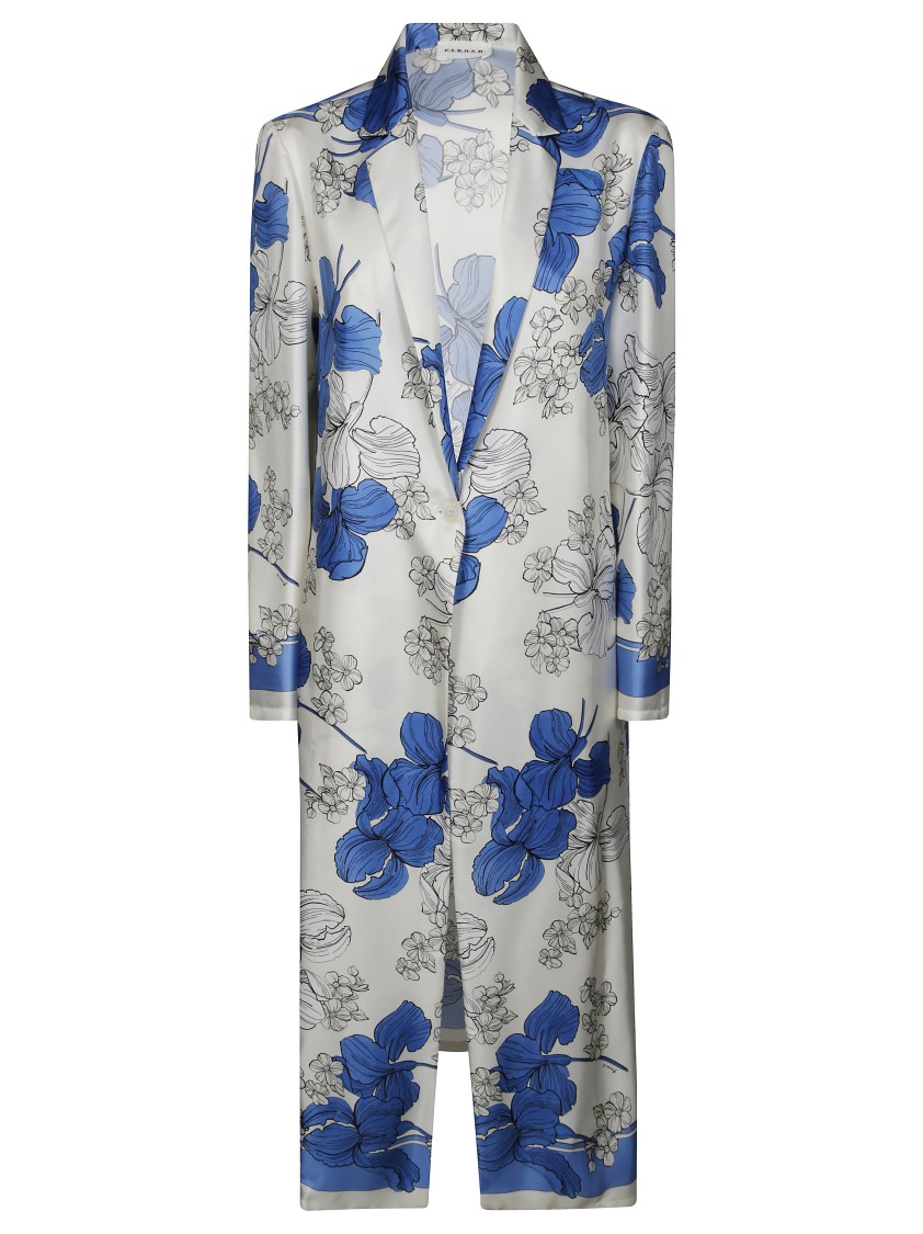 P.a.r.o.s.h Parosh Long Floral Print Jacket With Classic Collar