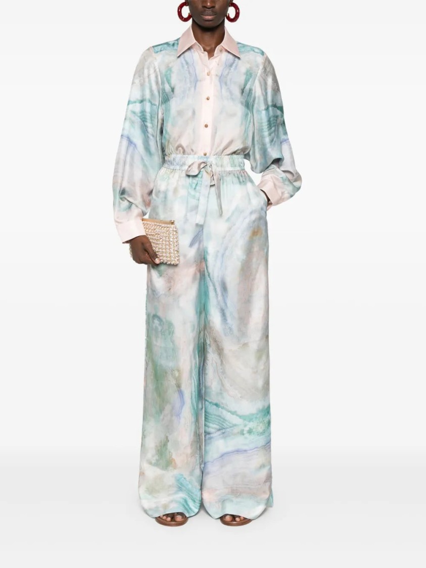 Zimmermann Womens Illuminate Printed Relaxed-fit Silk Shirt Blue Agate Xl
