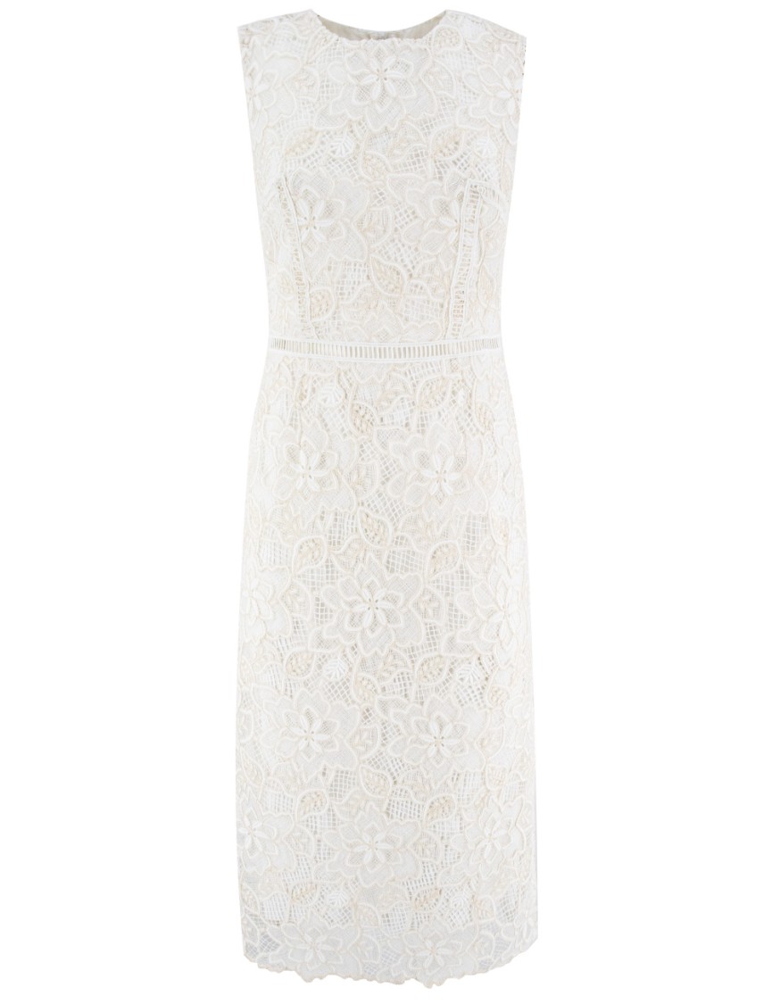Ermanno Firenze Lace-detailing Midi Dress In White