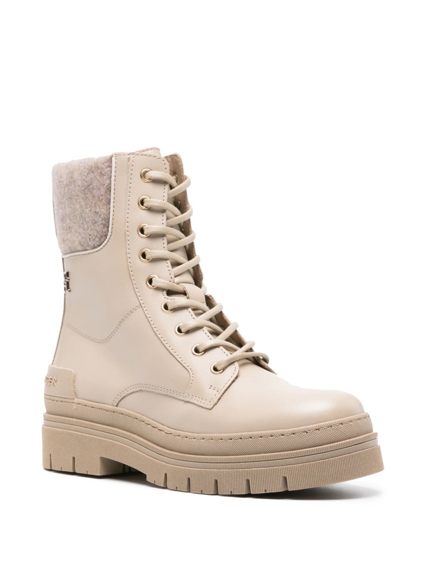 Tommy Hilfiger Feminine Felt Lace Up Bootie In Neutral