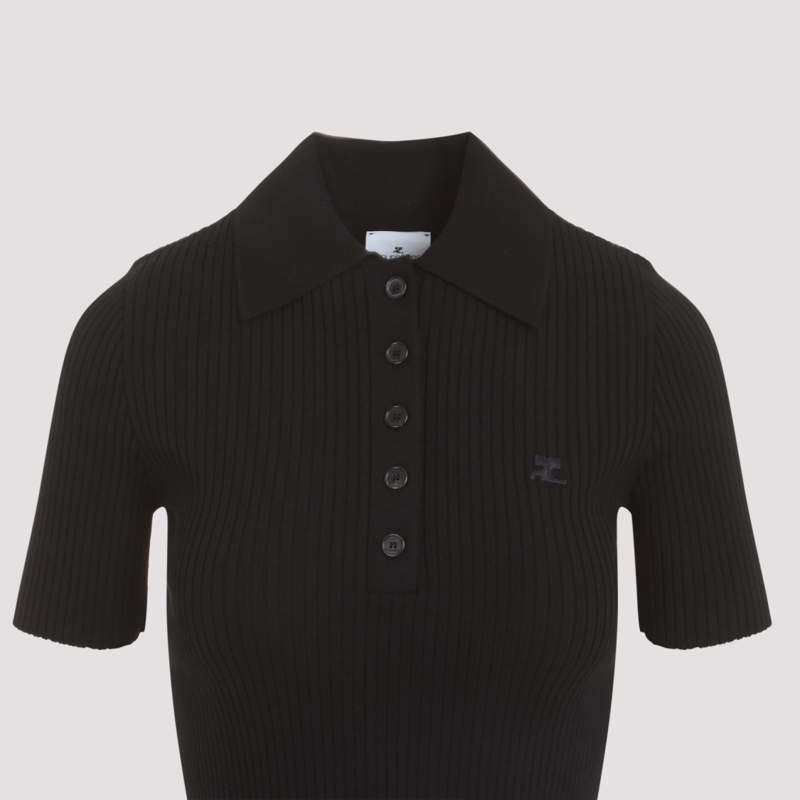 Shop Courrèges Fitted Black Ribbed T-shirt