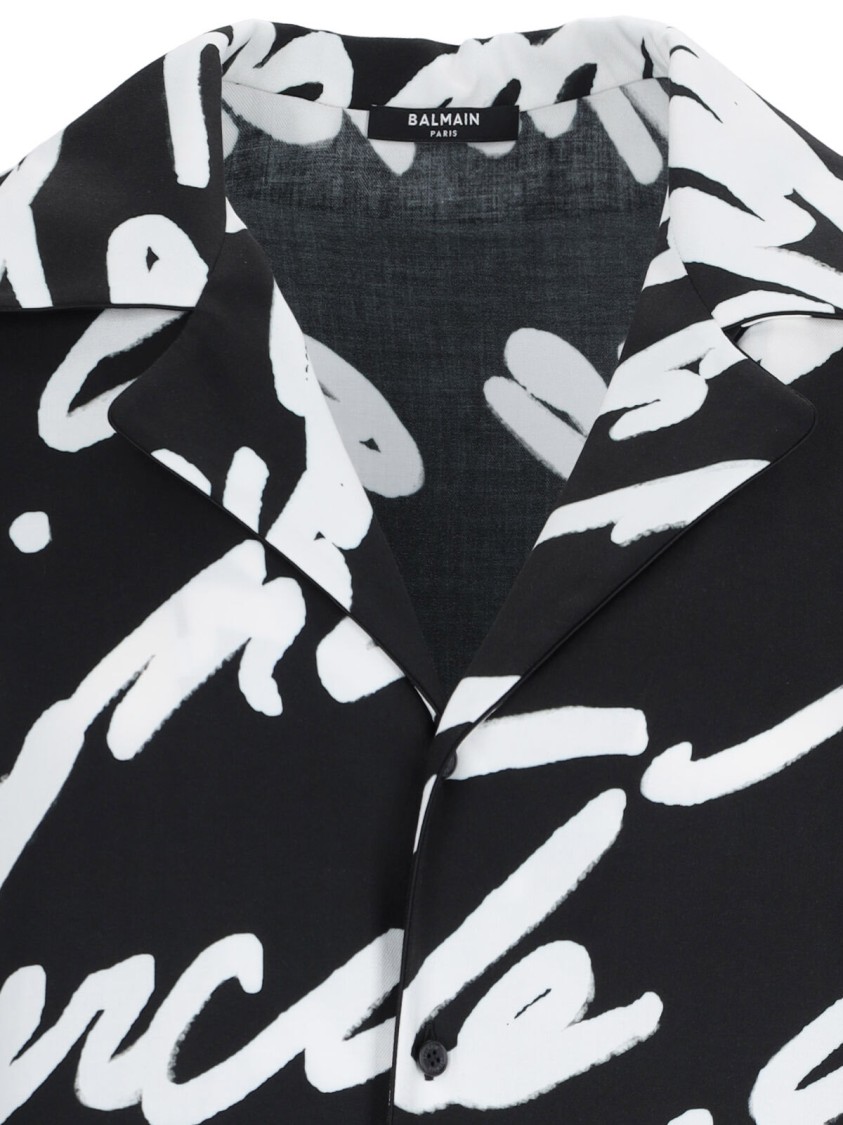 Balmain Big Love Letter Pajama Shirt In Black