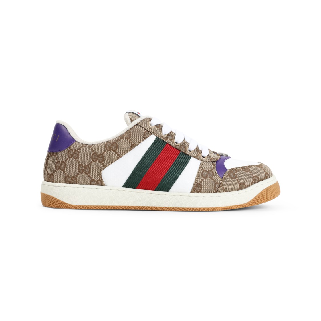 Shop Gucci Beige Ebony Textile Gg Supreme Screener Sneakers In Neutrals