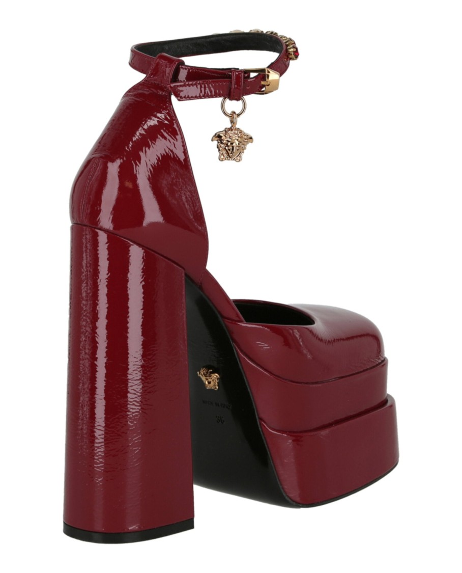 Versace Woman Pumps Burgundy Size 10 Soft Leather