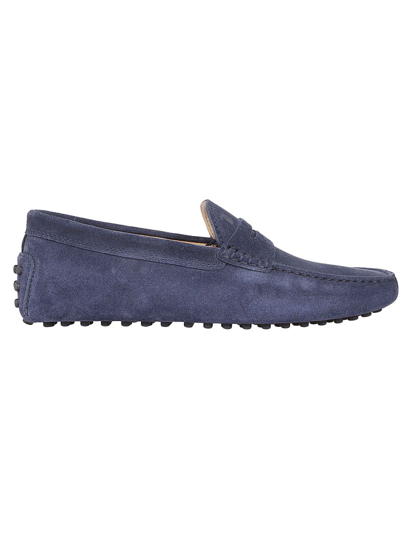 Tod's Streamlined Leather Moccasin Loafers With Pebble Outsole In Blue
