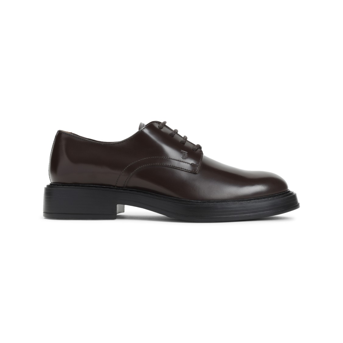 Tod's Refined Brown Leather Lace-up Shoes In Black