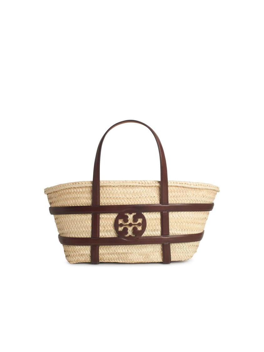 Shop Tory Burch Ella' Bucket Bag In Beige Straw
