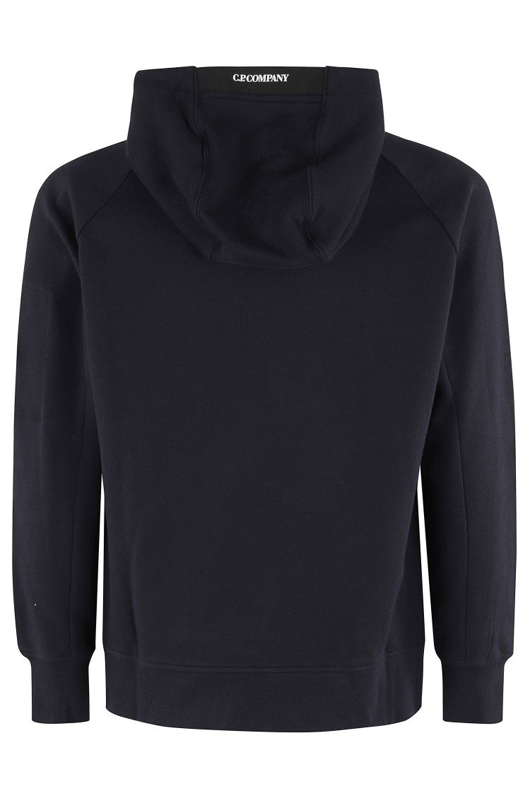 C.p. Company Diagonal Raised Fleece Google Zipped Sweatshirt In Blue