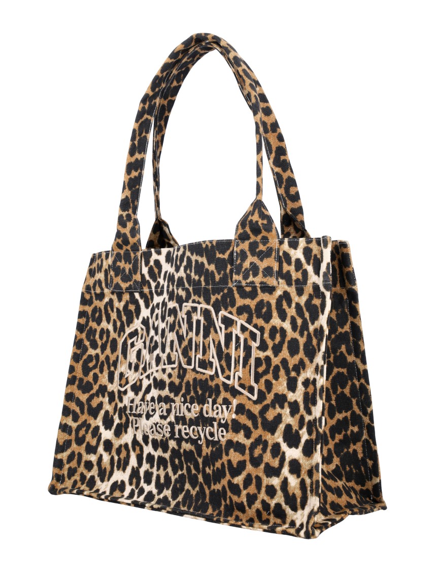 Ganni Leopard-print Canvas Tote Bag In Animal Print