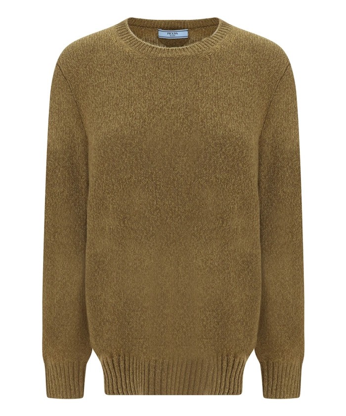 Prada Relaxed Fit Textured Knit Sweater In Brown