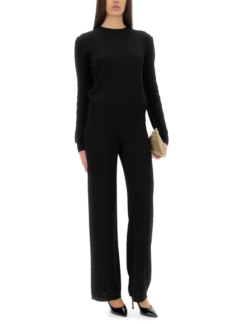 Missoni Women Straight Pants Chevron Pattern Tone On Tone In Black