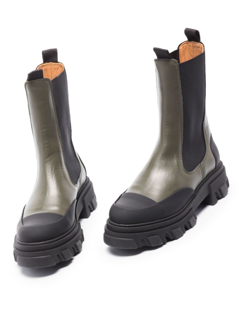 Ganni Mid Chelsea Boot In Green