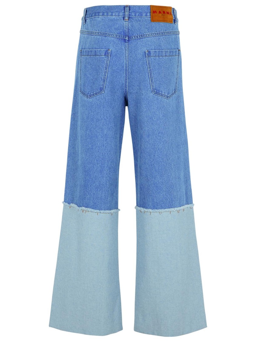 Marni Wide Leg Blue Jeans With High Turn-up In Blue