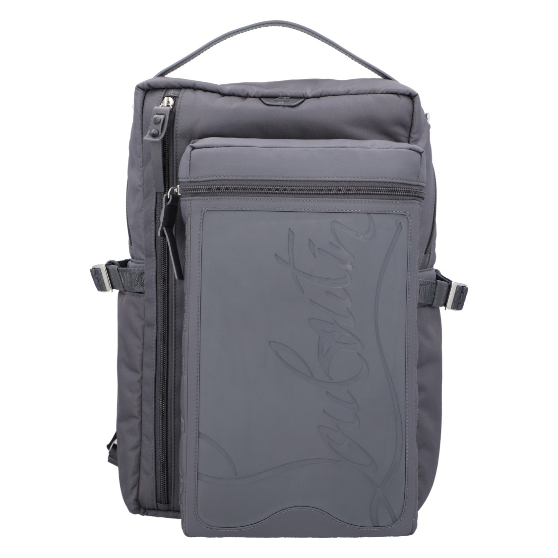 Christian Louboutin Loubideal Small Rubber Backpack With Signature Detail In Gray