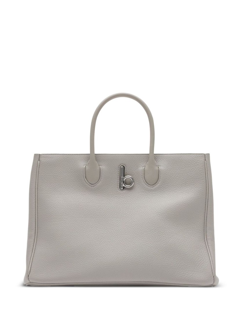 Burberry Structured Grey Bag With Textured Finish In Grey