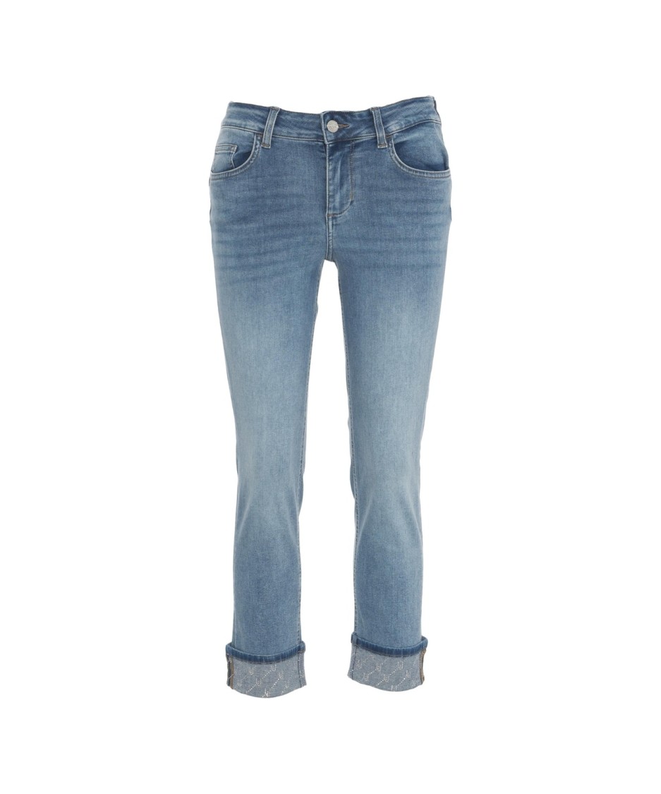 Liu •jo Liu Jo Blue Bottom-up Skinny Jeans With Turn-ups In Blue