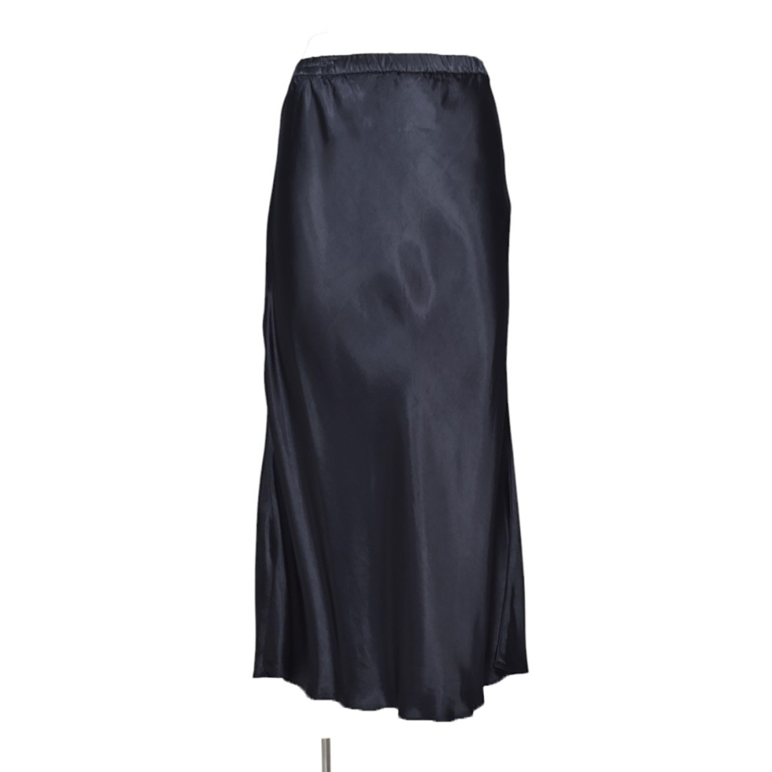 Aspesi Glossy Pure Viscose Satin Midi Pencil Skirt In Black