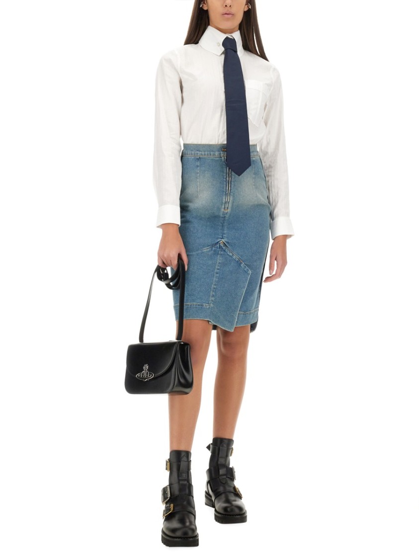 Shop Vivienne Westwood Denim Midi Skirt In Blue